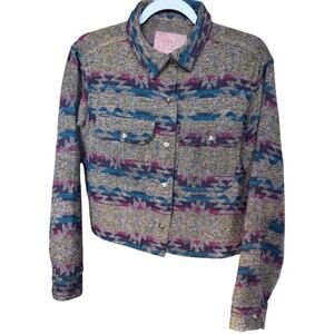 BBJ Los Angeles Aztec Southwestern Jacket Women’s Medium Cropped Button Front